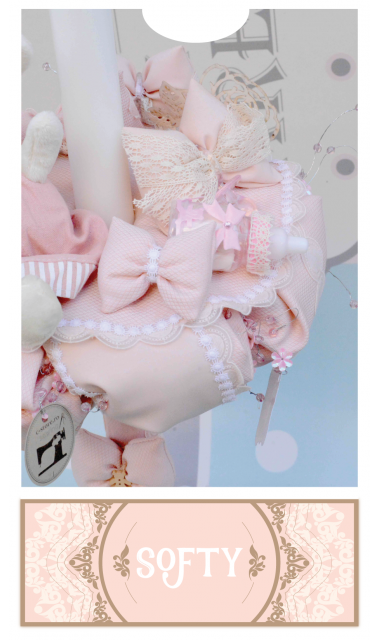 Lumanare de botez pentru fetite iepuras, 65x4cm,  Honey Bunny 2